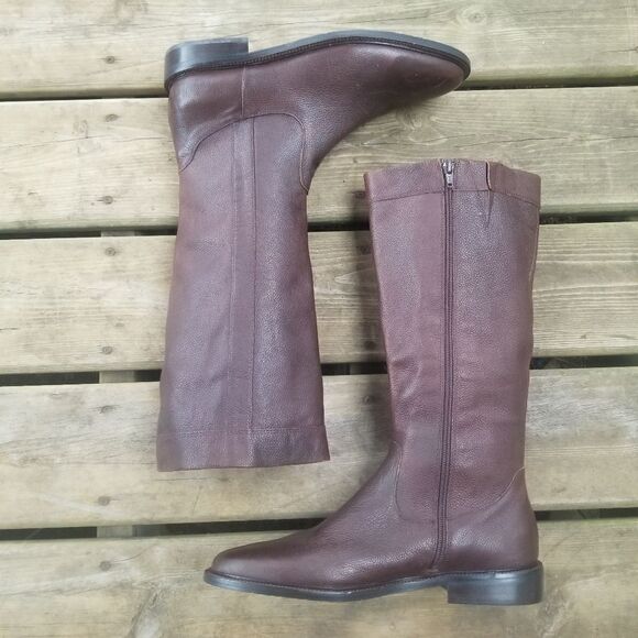 Vintage 90s y2k Eddie Bauer High Definition Brown Leather Equestrian Tall Boots - Picture 7 of 10
